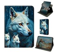 Dikoer for Samsung Galaxy Tab S10 Plus 2024/S9 FE+/S9 Plus 12.4 Inch 2023 Case, 360 Degree Rotating Stand Smart Folio Protective Cover with Auto Sleep/Wake for Women Men, Three Cool Wolves