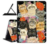 Dikoer for Samsung Galaxy Tab S5e 10.5 2019 Model SM-T720/T725/T727 Tablet Case, Slim Kickstand Stand Leather Smart Cover with Auto Wake/Sleep for Women Men, Flower Black and White Cat