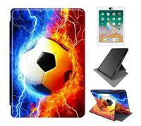 Dikoer for Samsung Galaxy Tab S6 Lite 10.4 Inch 2024/2022/2020 Case, 360 Degree Rotating Adjustable Stand Smart Leather Tablet Cover for Women Men, Blue Red Flame Football