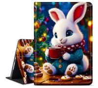 Dikoer for Samsung Galaxy Tab S6 Lite 10.4 Inch 2024/2022/2020 (SM-P620/P610/P613/P615) Tablet Case, Slim KickstandStand Leather Smart Cover with Auto Wake/Sleep, Cute White Rabbit
