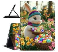 Dikoer for Samsung Galaxy Tab S6 Lite 10.4 Inch 2024/2022/2020 Tablet Case, Slim Kickstand Stand Leather Smart Cover with Auto Wake/Sleep for Women Men, White Rabbit Yellow Flower