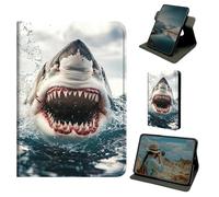 Dikoer for Samsung Tab A11 Plus 2026/Galaxy Tab A9 Plus 11 Inch 2024 Case, 360 Degree Rotating Stand Smart Folio Protective Cover with Auto Sleep/Wake for Women Men, Wave Shark