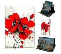 Dikoer for Samsung Tab A11 Plus 2026/Galaxy Tab A9 Plus 11 Inch 2024 Case, 360 Degree Rotating Stand Smart Folio Protective Cover with Auto Sleep/Wake for Women Men, Red Daisy