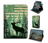 Dikoer for Samsung Tab A9 8.7 Inch 2023/Galaxy Tab A11 8.7" 2026 Case, 360 Degree Rotating Stand Smart Folio Protective Cover with Auto Sleep/Wake for Women Men, Green Forest Deer