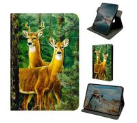 Dikoer for Samsung Tab A9 8.7 Inch 2023/Galaxy Tab A11 8.7" 2026 Case, 360 Degree Rotating Stand Smart Folio Protective Cover with Auto Sleep/Wake for Women Men, Tree Deer Head