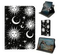Dikoer for Samsung Tab A9 8.7 Inch 2023/Galaxy Tab A11 8.7" 2026 Case, 360 Degree Rotating Stand Smart Folio Protective Cover with Auto Sleep/Wake for Women Men, Moon Sun Black