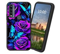 Dikoer for TCL 4X 5G T601DL/TCL 20 A 5G T768S TPU Soft Matte Candy Cover, Men Women's Cell Phone Accessories Bumper Shockproof Protection Case, Purple Rose Butterfly