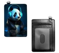 Dikoer Front Pocket for Men Women, PU Leather Slim Men's Wallets, Card Cases & Money Organizers RFID Blocking Wallet for Travel, Outdoors, Home, Shopping - Cool Lion, Headphones Panda, No Wrist Rope