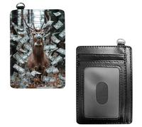 Dikoer Front Pocket Wallets for Men, PU Leather Slim Men's Wallets, Card Cases & Money Organizers RFID Blocking Wallet for Travel, Outdoors, Home, Shopping - Cool Lion, Forest Brown Deer, No Wrist