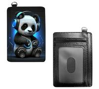 Dikoer Front Pocket Wallets for Men, PU Leather Slim Men's Wallets, Card Cases & Money Organizers RFID Blocking Wallet for Travel, Outdoors, Home, Shopping - Cool Lion, Music Panda, No Wrist Rope