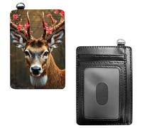 Dikoer Front Pocket Wallets for Men, PU Leather Slim Men's Wallets, Card Cases & Money Organizers RFID Blocking Wallet for Travel, Outdoors, Home, Shopping - Cool Lion, Flower Deer Head, No Wrist Rope