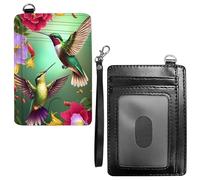Dikoer Front Pocket Wallets for Men, PU Leather Slim Men's Wallets, Card Cases & Money Organizers RFID Blocking Wallet for Travel, Outdoors, Home, Shopping - Cool Lion, Hummingbird Flower Green, With