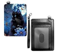 Dikoer Front Pocket Wallets for Men Women, PU Leather Slim Men's Wallets, Card Cases & Money Organizers RFID Blocking Wallet for Travel, Outdoors, Home, Shopping - Hummingbird, Blue Flower Cat, With