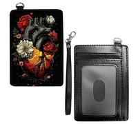 Dikoer Front Pocket Wallets for Men Women, PU Leather Slim Men's Wallets, Card Cases & Money Organizers RFID Blocking Wallet for Travel, Outdoors, Home, Shopping - Hummingbird, Heart Flower, With