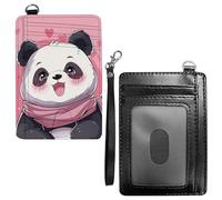Dikoer Front Pocket Wallets for Men Women, PU Leather Slim Men's Wallets, Card Cases & Money Organizers RFID Blocking Wallet for Travel, Outdoors, Home, Shopping - Hummingbird Flowers, Pink Panda