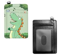 Dikoer Front Pocket Wallets for Men Women, PU Leather Slim Men's Wallets, Card Cases & Money Organizers RFID Blocking Wallet for Outdoors, Home, Shopping - Cool Lion, Green Dinosaur, No Wrist Rope