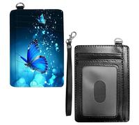 Dikoer Front Pocket Wallets for Men Women, PU Leather Slim Men's Wallets, Card Cases Money Organizers RFIDWallet for Travel, Outdoors, Home, Shopping - Hummingbird Flowers, Blue Water Butterfly, With