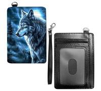 Dikoer Front Pocket Wallets for Men Women, PU Leather Slim Men's Wallets, Card Cases & Money Organizers RFID Blocking Wallet for Travel, Outdoors, Home, Shopping - Hummingbird, Blue Forest Wolf, With