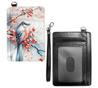 Dikoer Front Pocket Wallets for Men Women, PU Leather Slim Men's Wallets, Card Cases & Money Organizers RFID Blocking Wallet for Travel, Outdoors, Home, Shopping - Hummingbird, Magpie, With Wrist Rope