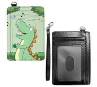 Dikoer Front Pocket Wallets for Men Women, PU Leather Slim Men's Wallets, Card Cases & Money Organizers RFID Blocking Wallet for Outdoors, Home, Shopping - Cool Lion, Green Dinosaur, With Wrist Rope