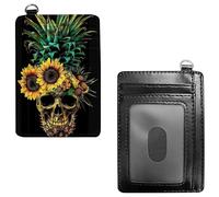 Dikoer Front Pocket Wallets for Men Women, PU Leather Slim Men's Wallets, Card Cases & Money Organizers RFID Blocking Wallet for Outdoors, Home, Shopping - Cool Lion, Pineapple Skull, No Wrist Rope