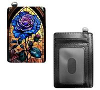 Dikoer Front Pocket Wallets for Men Women, PU Leather Slim Men's Wallets, Card Cases Money Organizers RFIDWallet for Travel, Outdoors, Home, Shopping - Hummingbird Flowers, Blue Roses, No Wrist Rope