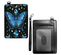 Dikoer Front Pocket Wallets for Men Women, PU Leather Slim Men's Wallets, Card Cases & Money Organizers RFID Blocking Wallet for Travel, Outdoors, Home, Shopping - Hummingbird Flowers, Blue Butterfly