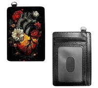 Dikoer Front Pocket Wallets for Men Women, PU Leather Slim Men's Wallets, Card Cases & Money Organizers RFID Blocking Wallet for Travel, Outdoors, Home, Shopping - Hummingbird, Heart Flower, No Wrist