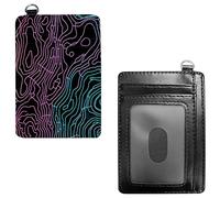 Dikoer Front Pocket Wallets for Men Women, PU Leather Slim Men's Wallets, Card Cases & Money Organizers RFID Blocking Wallet for Travel, Outdoors, Home, Shopping - Hummingbird Flowers, Pink Blue Line