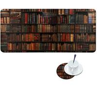 Dikoer Gaming Mouse Pad with Stitched Edges 31.5" x 15.8", Desk Mat for Office Home Decor, Large Waterproof Keyboard Pad & Coaster, Non-Slip Laptop Desk Protector for Gamer Work, Vintage Books