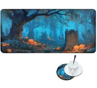 Dikoer Gaming Mouse Pad with Stitched Edges 31.5" x 15.8", Desk Mat for Office Home Decor, Large Waterproof Keyboard Pad & Coaster, Non-Slip Laptop Desk Protector for Gamer Work, Terrifying Forest