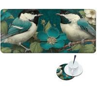 Dikoer Gaming Mouse Pad with Stitched Edges 39.4" x 19.7", Desk Mat for Office Home Decor, Large Keyboard Pad & Coaster, Non-Slip Laptop Desk Protector for Gamer Work, Green Hummingbird Flower