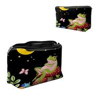 Dikoer Glitter Butterfly Cosmetic Bag Travel Bag Toiletry Bag Makeup Bag for Women 7.9" x 5.1", Lycra Fabric Waterproof Cosmetic Organizer Bag for Going Out, Shopping, Cruise, Outdoor, Potluck