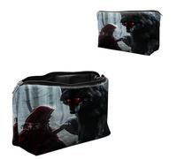 Dikoer Hummingbird Cosmetic Bag Travel Bag Toiletry Bag Makeup Bag for Women 7.9" x 5.1", Lycra Fabric Waterproof Cosmetic Organizer Bag for Going Out, Shopping, Cruise, Outdoor, Potluck, Wolf And