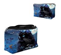 Dikoer Hummingbird Cosmetic Bag Travel Bag Toiletry Bag Makeup Bag for Women 7.9" x 5.1", Lycra Fabric Waterproof Cosmetic Organizer Bag for Going Out, Shopping, Cruise, Outdoor, Potluck, Blue Flower