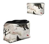 Dikoer Hummingbird Flower Green Cosmetic Bag Travel Bag Toiletry Bag Makeup Bag for Women 7.9" x 5.1", Lycra Fabric Waterproof Cosmetic Organizer Bag for Going Out, Shopping, Cruise, Outdoor, Potluck