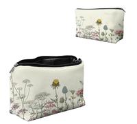 Dikoer Hummingbird Flower Green Cosmetic Bag Travel Bag Toiletry Bag Makeup Bag for Women 7.9" x 5.1", Lycra Fabric Waterproof Cosmetic Organizer Bag for Going Out, Shopping, Cruise, Outdoor, Potluck