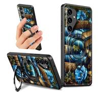 Dikoer Kickstand Case for Samsung Galaxy S24/Galaxy S25 5G 6.2" with 360 Degree Rotatable Ring Holder Stand for Women Men, Rugged Hard Bumper Full Body Shockproof Case, Blue Book