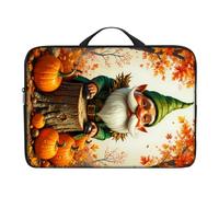 Dikoer Laptop Handle Bag for 10-17 Inch, Sleeve Neoprene Book Organizer Cover for Notebook Travel Office Business, Pumpkin Old Man Maple Leaf, 12 Inch Laptop Case