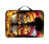 Dikoer Laptop Handle Bag for 10-17 Inch, Sleeve Neoprene Book Organizer Cover for Notebook Travel Office Business, Squirrel Maple Leaf, 10 Inch Laptop Case