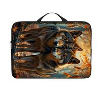 Dikoer Laptop Handle Bag for 10-17 Inch, Sleeve Neoprene Book Organizer Cover for Notebook Travel Office Business, Maple Leaf Wolf, 12 Inch Laptop Case