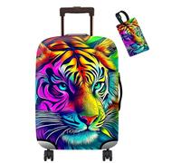 Dikoer Luggage Covers for Suitcase Protector Fits 19-21 Inch & Tag with Name ID, Washable Anti-Scratch Carry on Luggagecover for Outdoor Business Home Travel Accessories, Castle, Artistic Tiger Head