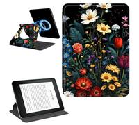 Dikoer Magnetic Case Compatible with 6" Kindle Paperwhite(10th Generation, 2019) Model: J9G29R, Detachable 360 Rotating Swivel Stand Smart PU Leather Protective Cover, Wildflower Leaves
