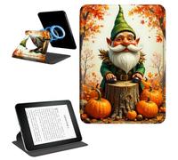 Dikoer Magnetic Case for 6" Kindle Paperwhite (11th Generation 2022/2024) Signature Edition, Detachable 360 Rotating Swivel Stand Smart PU Leather Protective Cover, Pumpkin Old Man Maple Leaf