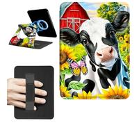 Dikoer Magnetic Case for 6" Kindle Paperwhite 4 (10th Generation, 2018) Model: PQ94WIF, Detachable 360 Rotating Swivel Stand Smart PU Leather Protective Cover with Hand Strap, Farm Cows
