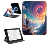 Dikoer Magnetic Case for 7" Kindle Paperwhite 12th Gen 2024 & Kindle Colorsoft 2024/2025 Signature Edition, Detachable 360 Rotating Swivel Stand Smart PU Leather Protective Cover, Whirlwind Sky Man