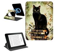 Dikoer Magnetic Case for 7" Kindle Paperwhite 12th Generation 2024 & Kindle Colorsoft 2024/2025 Signature Edition, Detachable 360 Rotating Swivel Stand Smart PU Leather Protective Cover, Book Cat