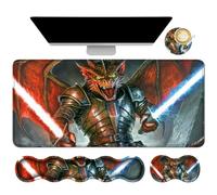 Dikoer Memory Foam Keyboard Wrist Rest Coaster Desk Mat Set, Officer Long
