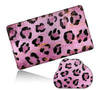 Dikoer MTG Playmat with Cloud Mouse Pad Set 24x14 in Card Play Mat with Magic Zones, Stitched Edges Adventure Gaming Desk Mat Small Mousepad for Commander TCG Inked Games, Pink Leopard Print