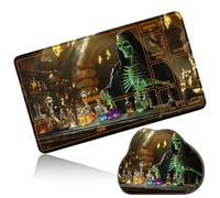 Dikoer MTG Playmat with Cloud Mouse Pad Set 24x14 in Card Play Mat with Magic Zones, Stitched Edges Adventure Gaming Desk Mat Small Mousepad for Commander TCG Inked Games, Experimental Skull